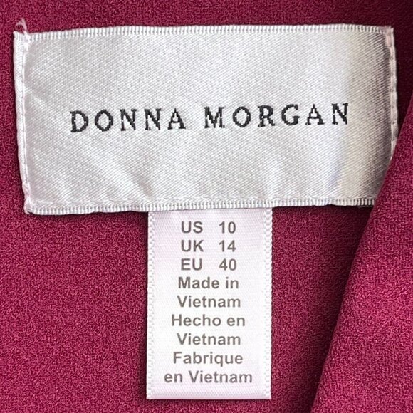 Donna Morgan Burgundy Midi Dress 10 | Holiday Party Cocktail Wedding Guest - Picture 9 of 11